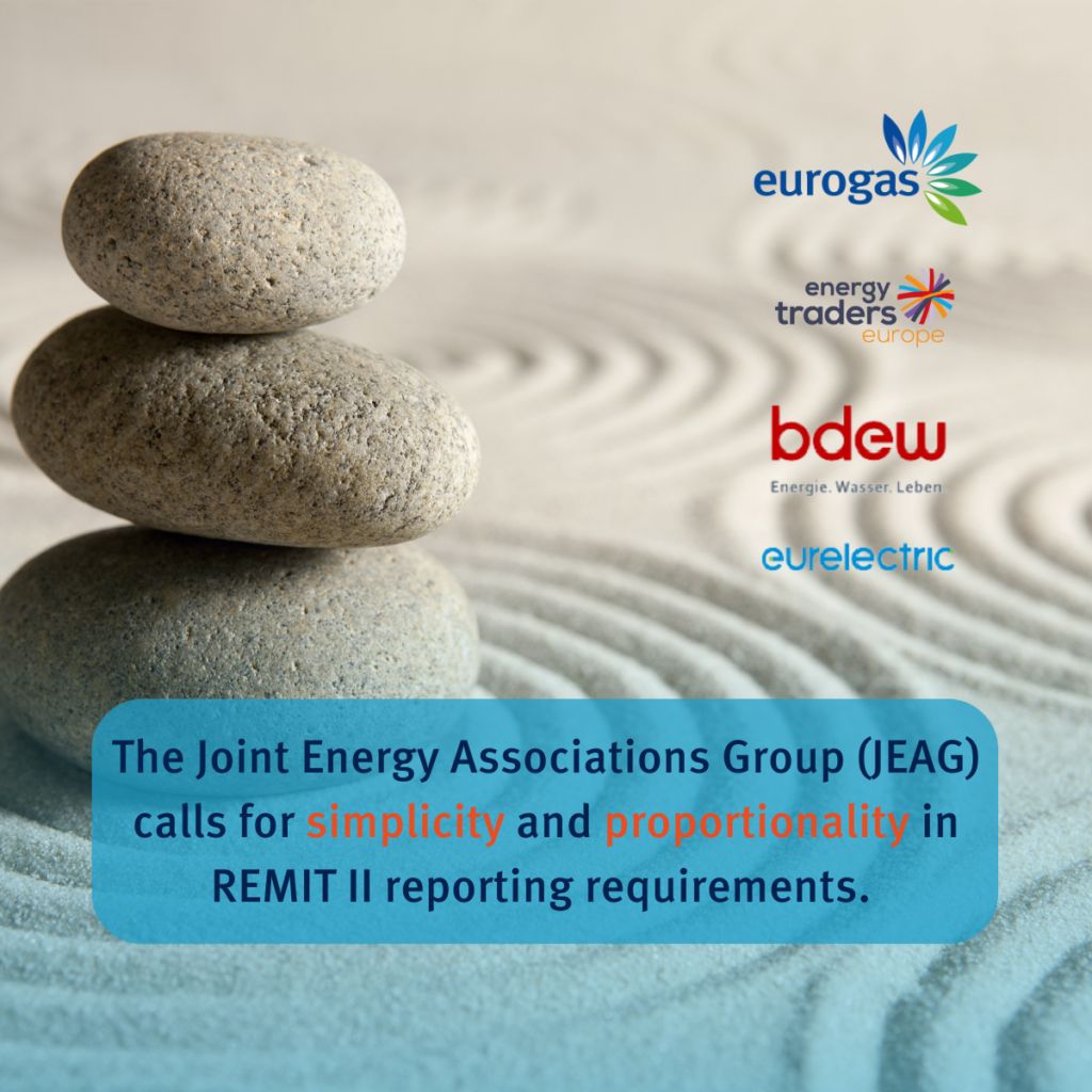 The Joint Energy Associations Group (JEAG) responds to public consultation on REMIT Implementing Regulation revision.